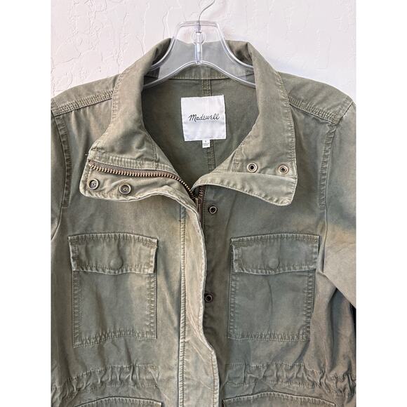 Madewell Sz S‎ Surplus Jacket Olive Green Army Utility Cinch Waist Oversized - Picture 3 of 11